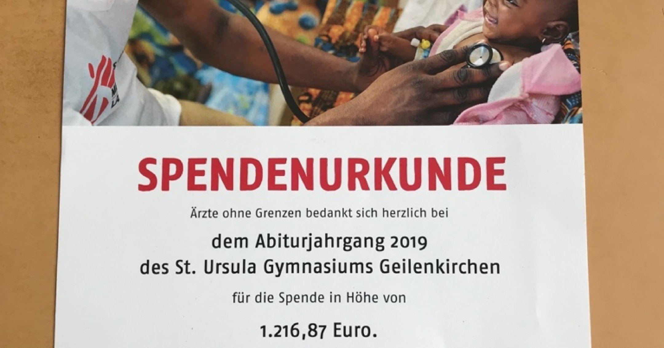 Abiturienten Spenden F R Rzte Ohne Grenzen Bisch Fliches Gymnasium