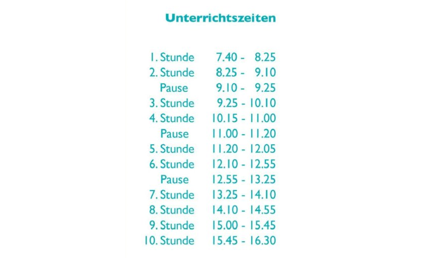 Unterrichtszeiten