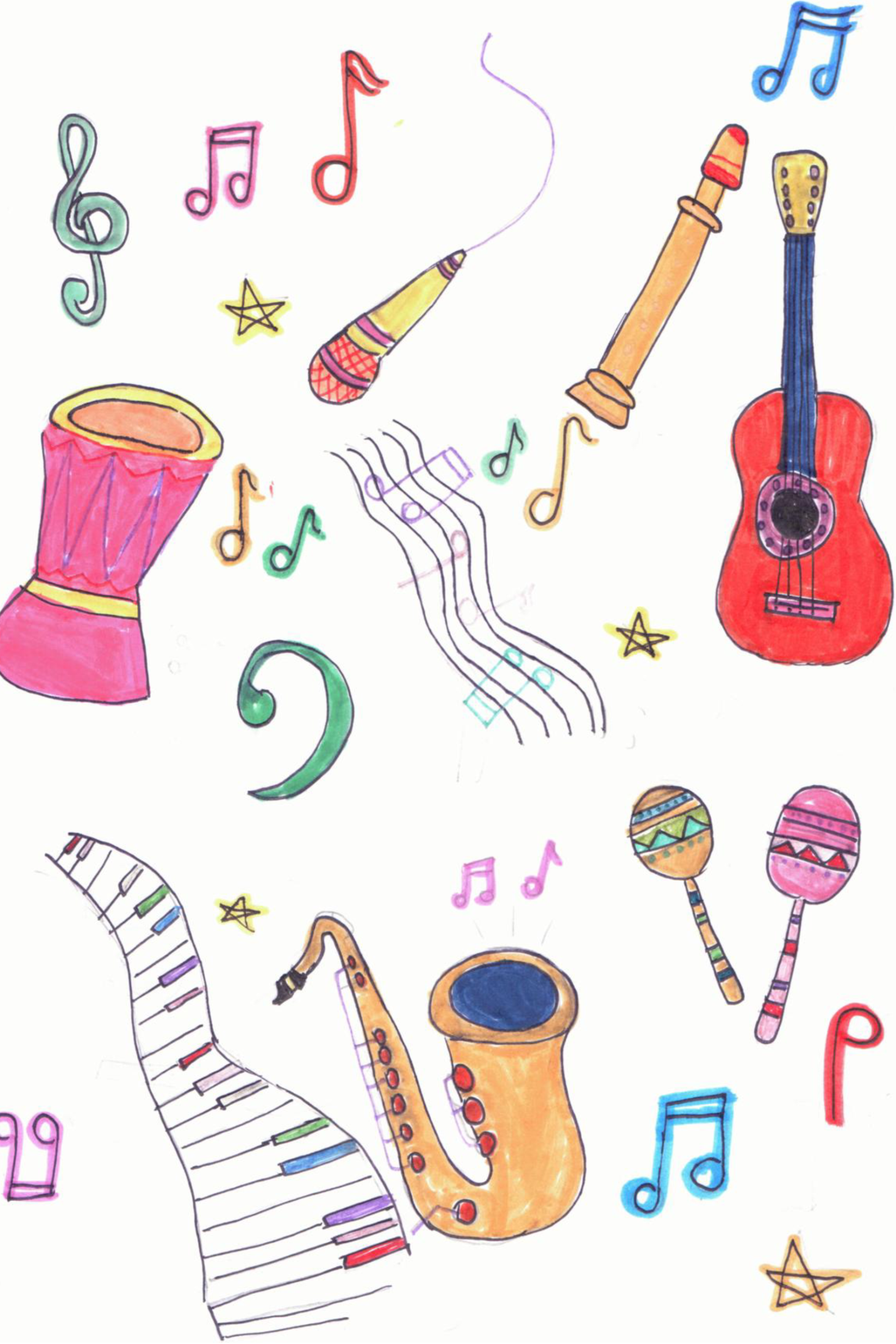 Plakathintergründe der Schülerinnen und Schüler (Musikabend 2026)