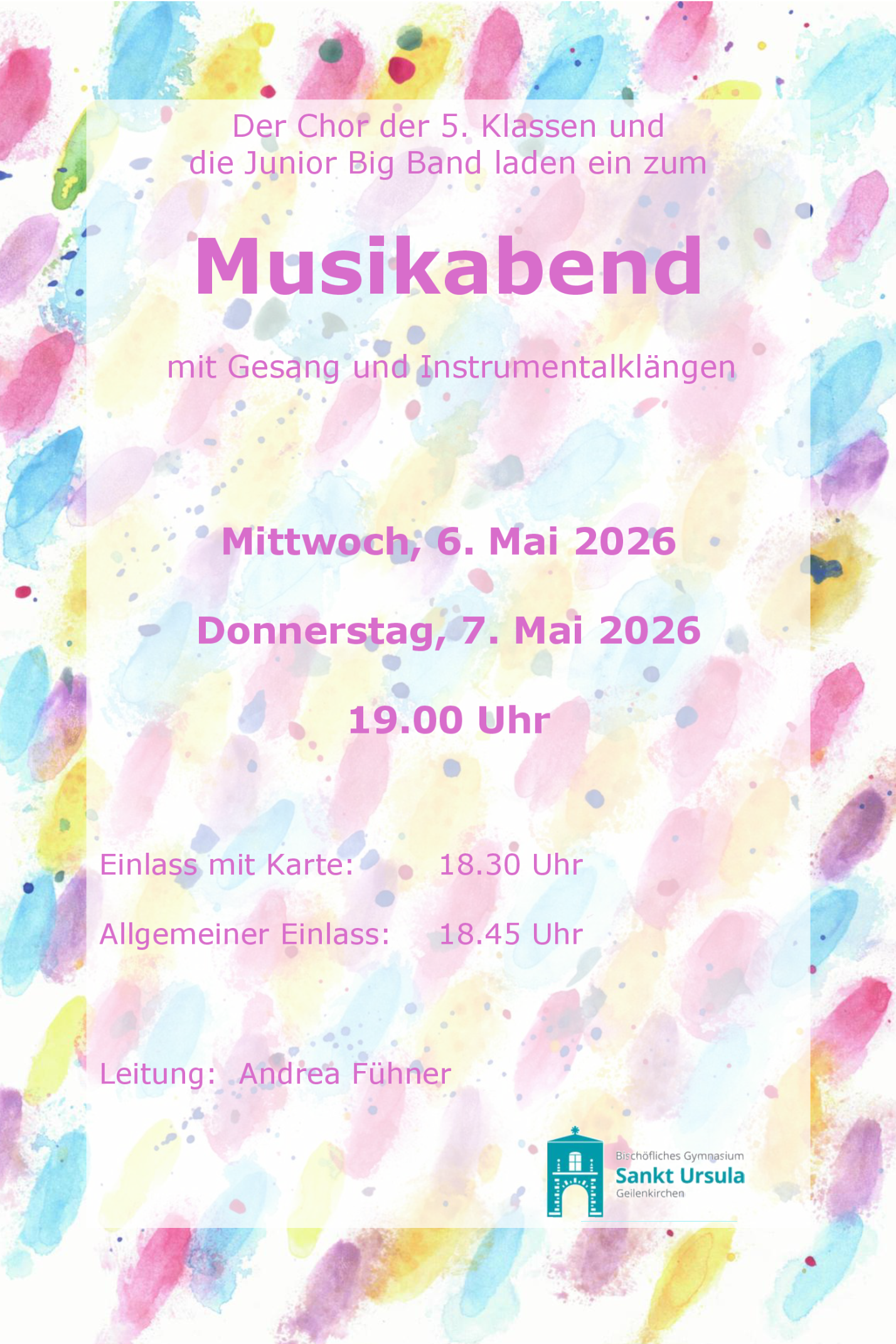 Plakathintergründe der Schülerinnen und Schüler (Musikabend 2026)