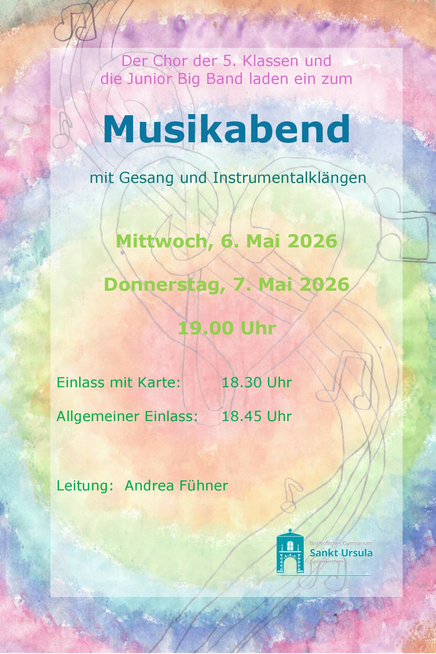 Plakathintergründe der Schülerinnen und Schüler (Musikabend 2026)