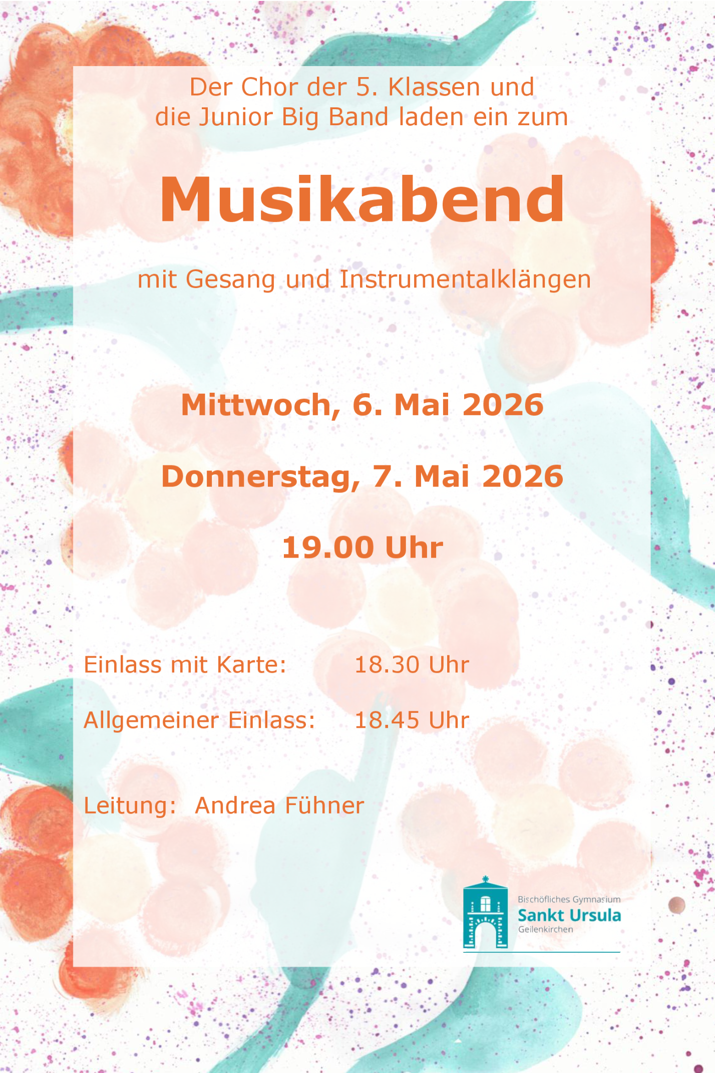 Plakathintergründe der Schülerinnen und Schüler (Musikabend 2026)
