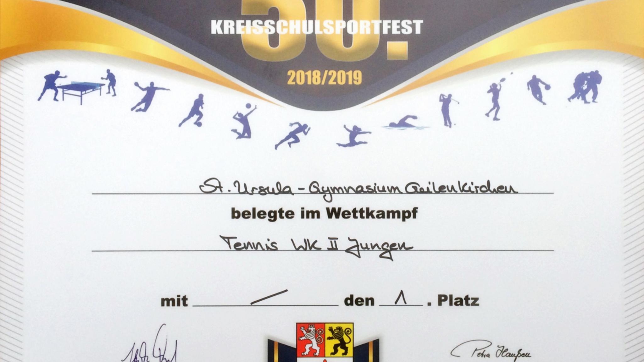 Urkunde Tennis WK2 Jungen