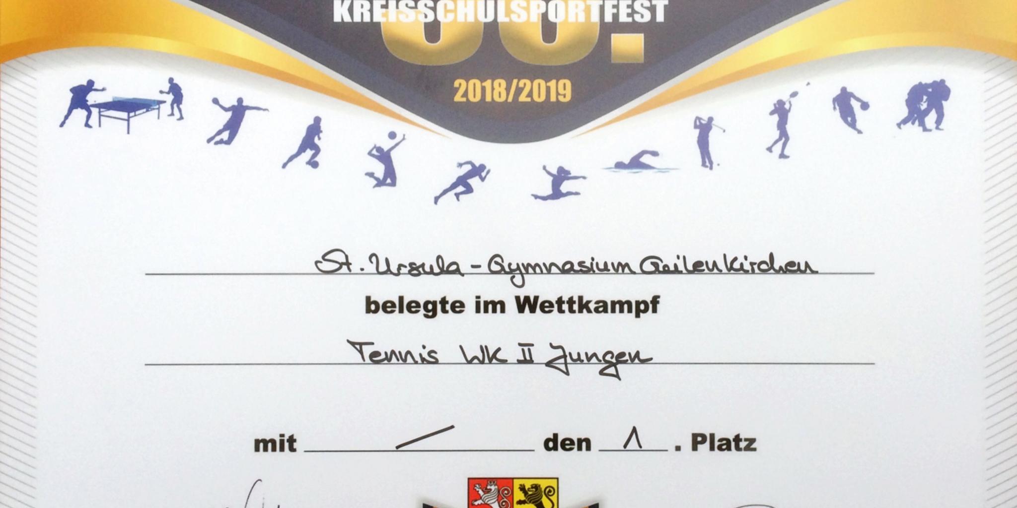 Urkunde Tennis WK2 Jungen