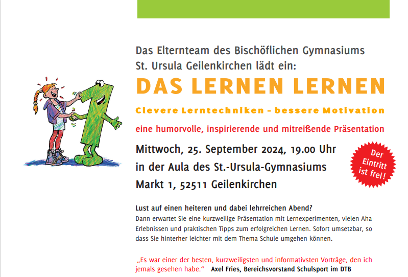 Das Lernen lernen (c) Bischöfliches Gymnasium Sankt Ursula Geilenkirchen (Elternteam)